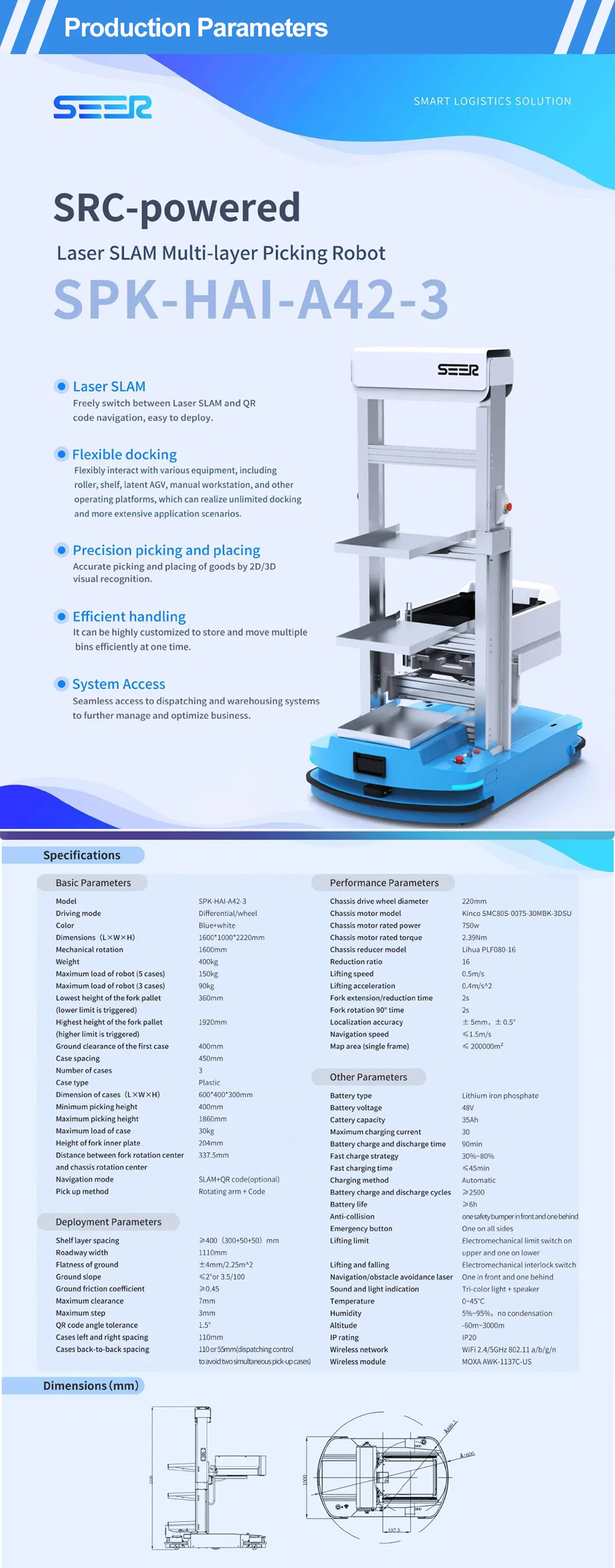 1150*180*55mm New Seer Shanghai Pallet Truck Electric Forklift