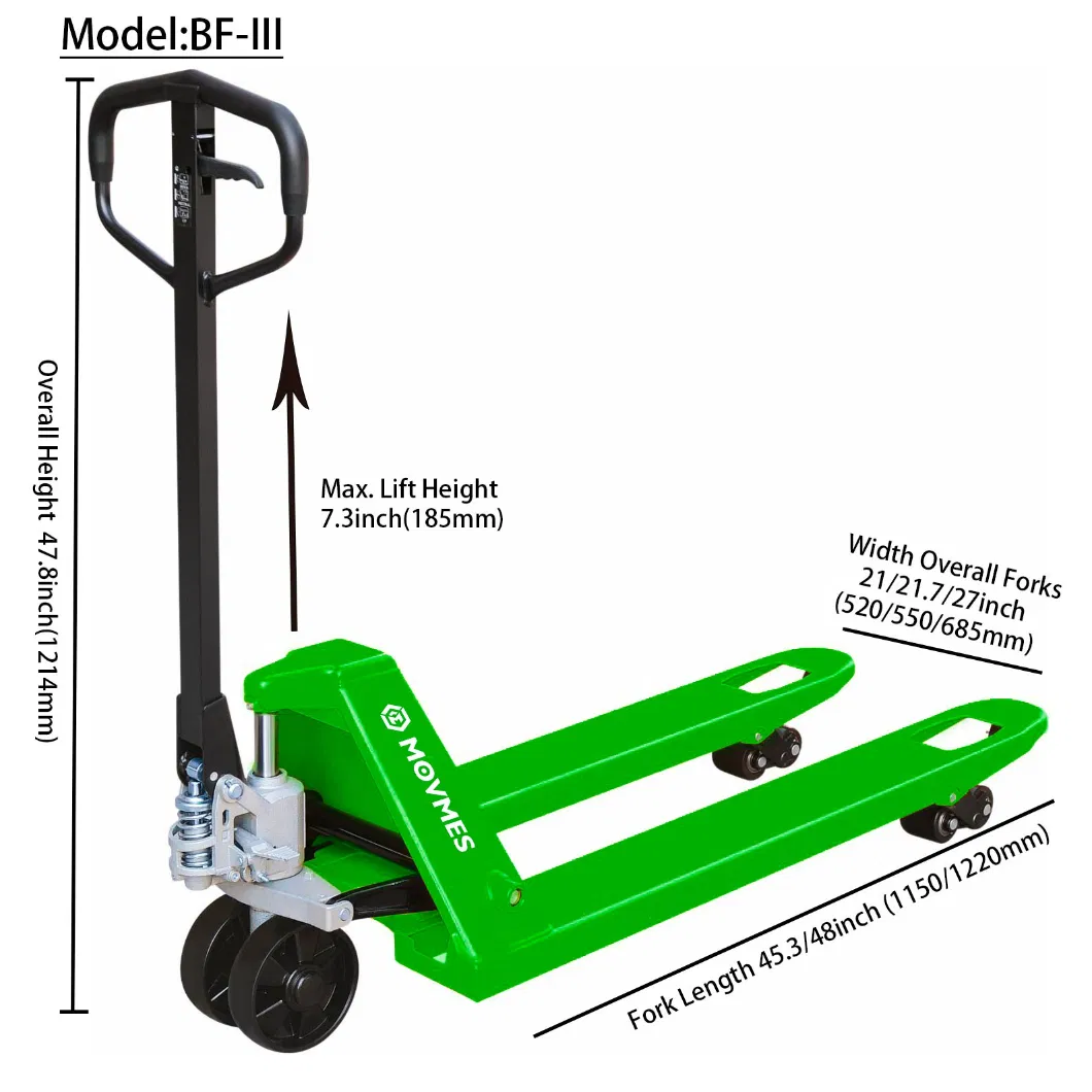 2.5 Ton 3.0 Ton Hydraulic Hand Pallet Truck for 350mm Width