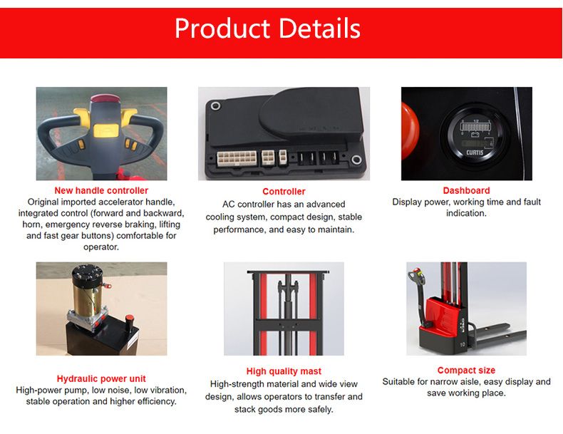 550*1150*1220mm /685*1220*75mm Li-ion Battery Onen Warehouse Stacker Electric Pallet Lifter