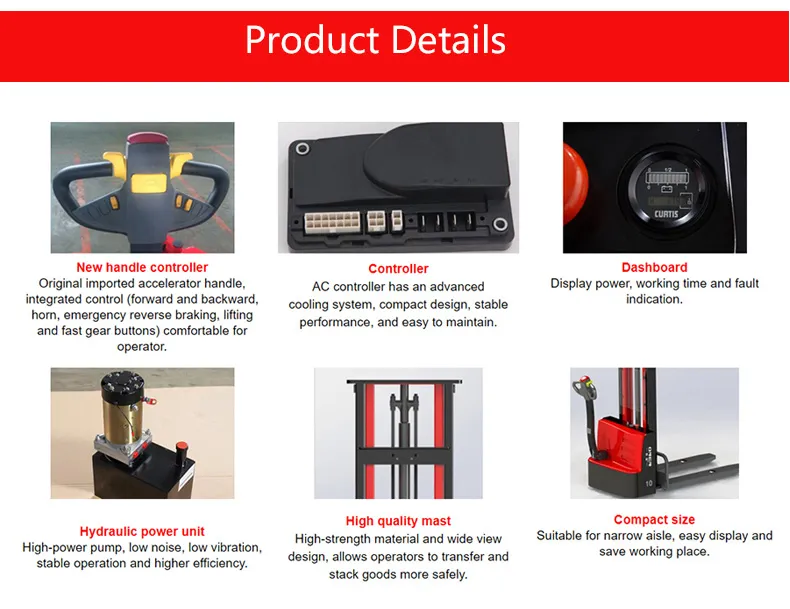 550*1150*1220mm /685*1220*75mm Li-ion Onen Iron and Plastic Film Battery Stacker Pallet Forklift