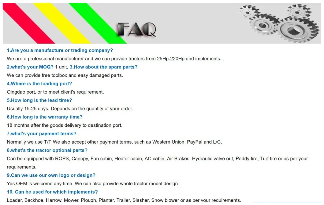 Agricultural Machinery 4 Wheel Driven 80 HP Medium Power Farm Mini Tractor