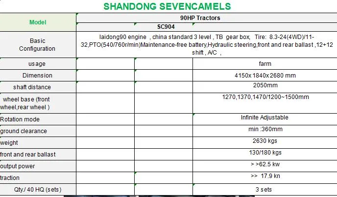 Agriculture Machinery Equipment Good China Tractor Factory 30HP 50HP 60HP 100HP 120HP 160HP Tractor