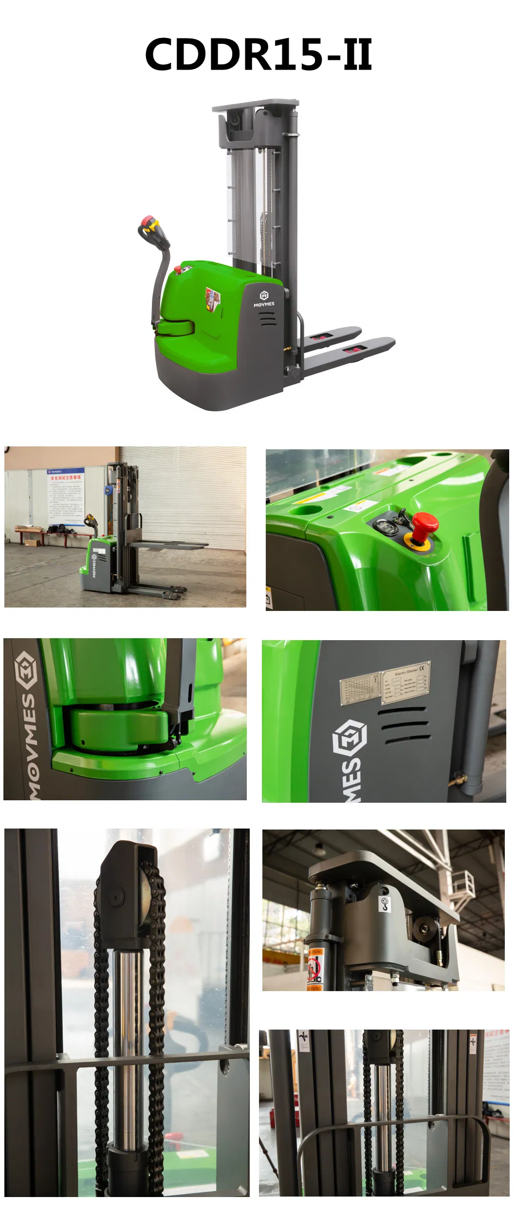 China Maufacturers New Full Electric Walkie Stacker 1.5 Ton Lifting Capacity 3m Lifting Height Electric Walkie Stacker/Forklift Truck for Warehouse/Automatic