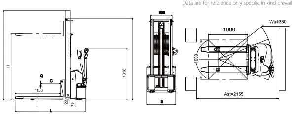 China Supplier/Maufacturers 1.0ton/1.5ton with 1.6/2.5/3.0m Height Economic Walkie Hydraulic Truck Stacker/Forklift for Warehouse/Lift/Electric