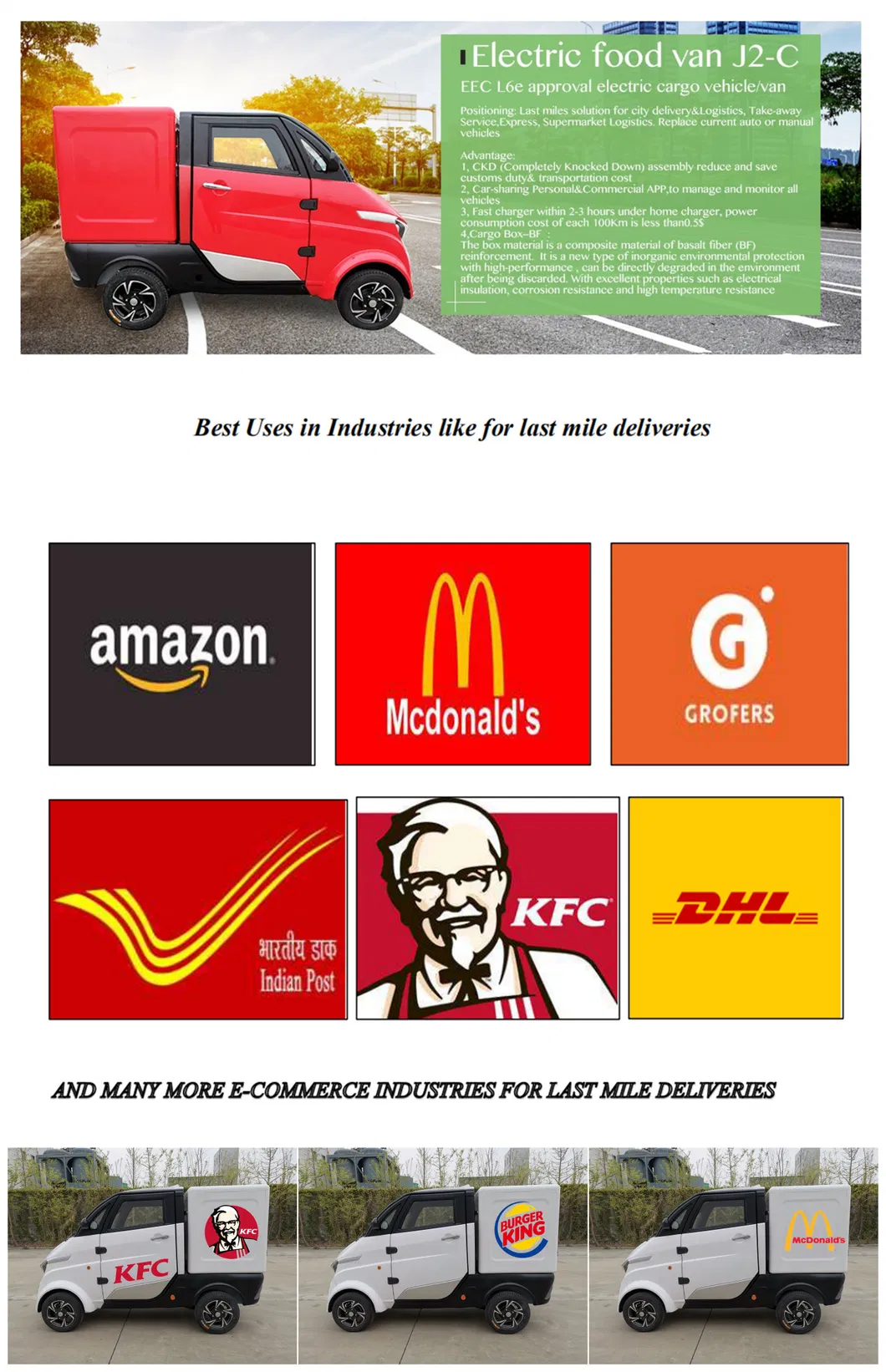 Electric Mini Food Delivery Box Scooter with 60V4000W Motor