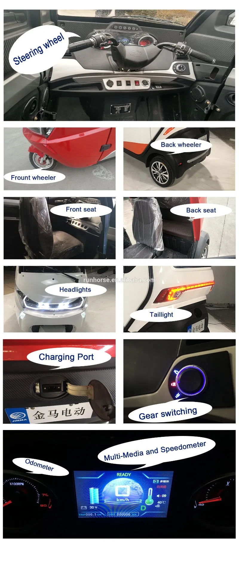 L6e Coc CCC Ce Approved 3000W Electric Car for Logistic