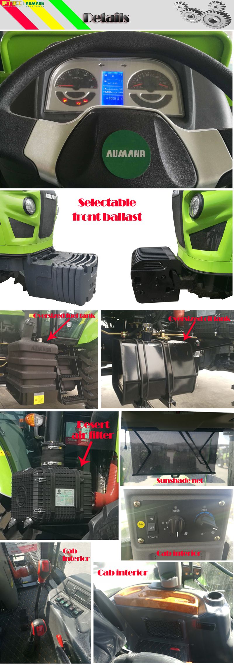 Sadin 4WD 90HP/100HP/110HP/115HP/120HP/125HP/130HP/140HP Paddy-Field Lawn Farm Orchard Agricultural Wheel Tractor