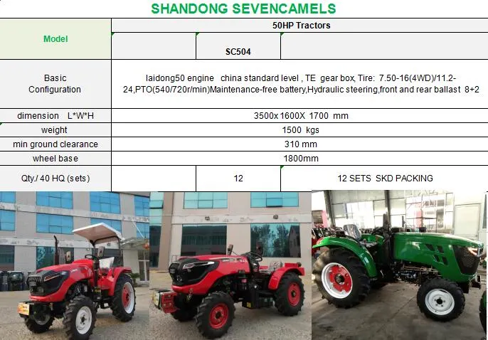 Saudi Arab Market Tractors Agricultural Farming 30HP 40HP 50HP Tractor Agricultural 4 Wheel 2 Wheel Small Farm Tractor Price for Arab Tractor