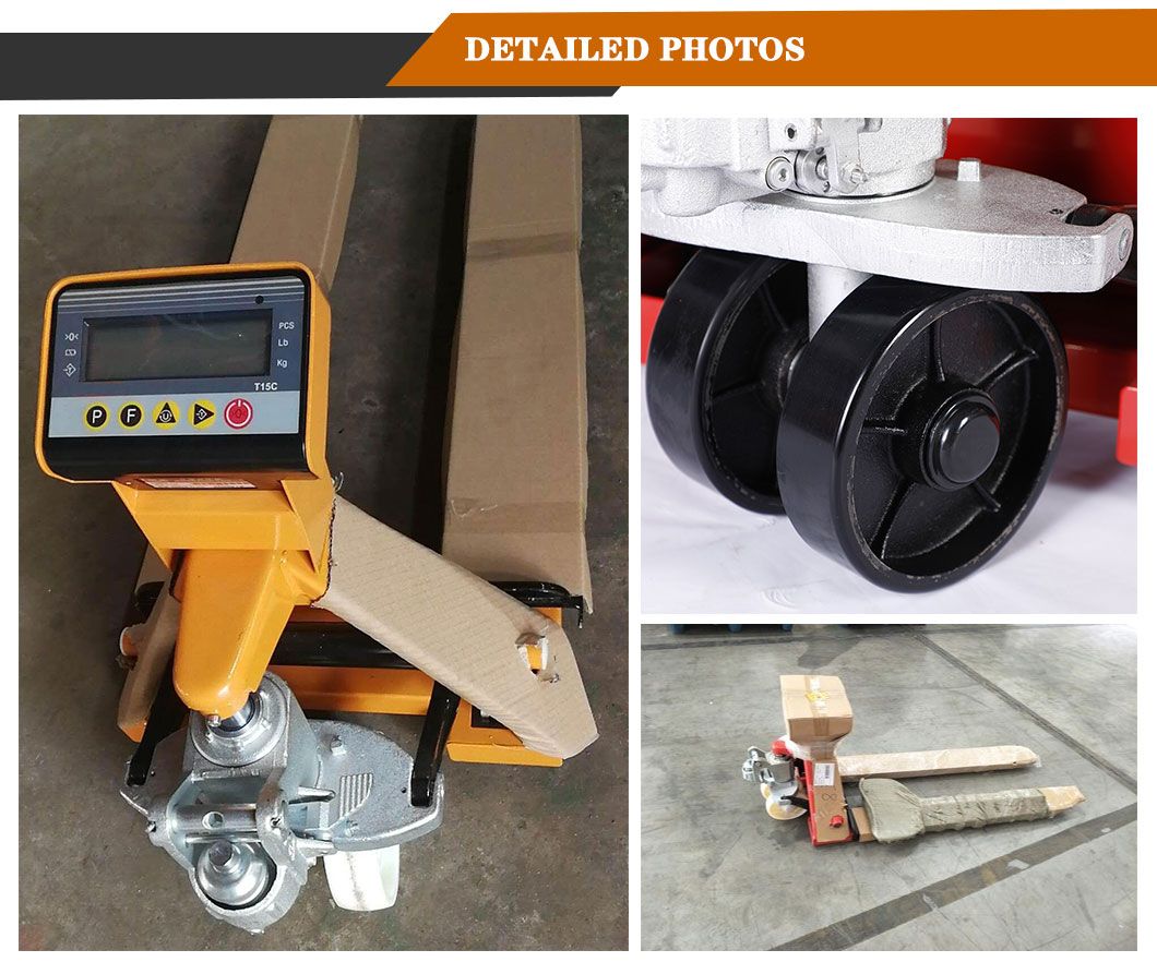 Warehouse Transpallet Equipment 1500kgs Rated Capacity 1150*550mm 1.5 Tons Manual Pallet Truck with Scale